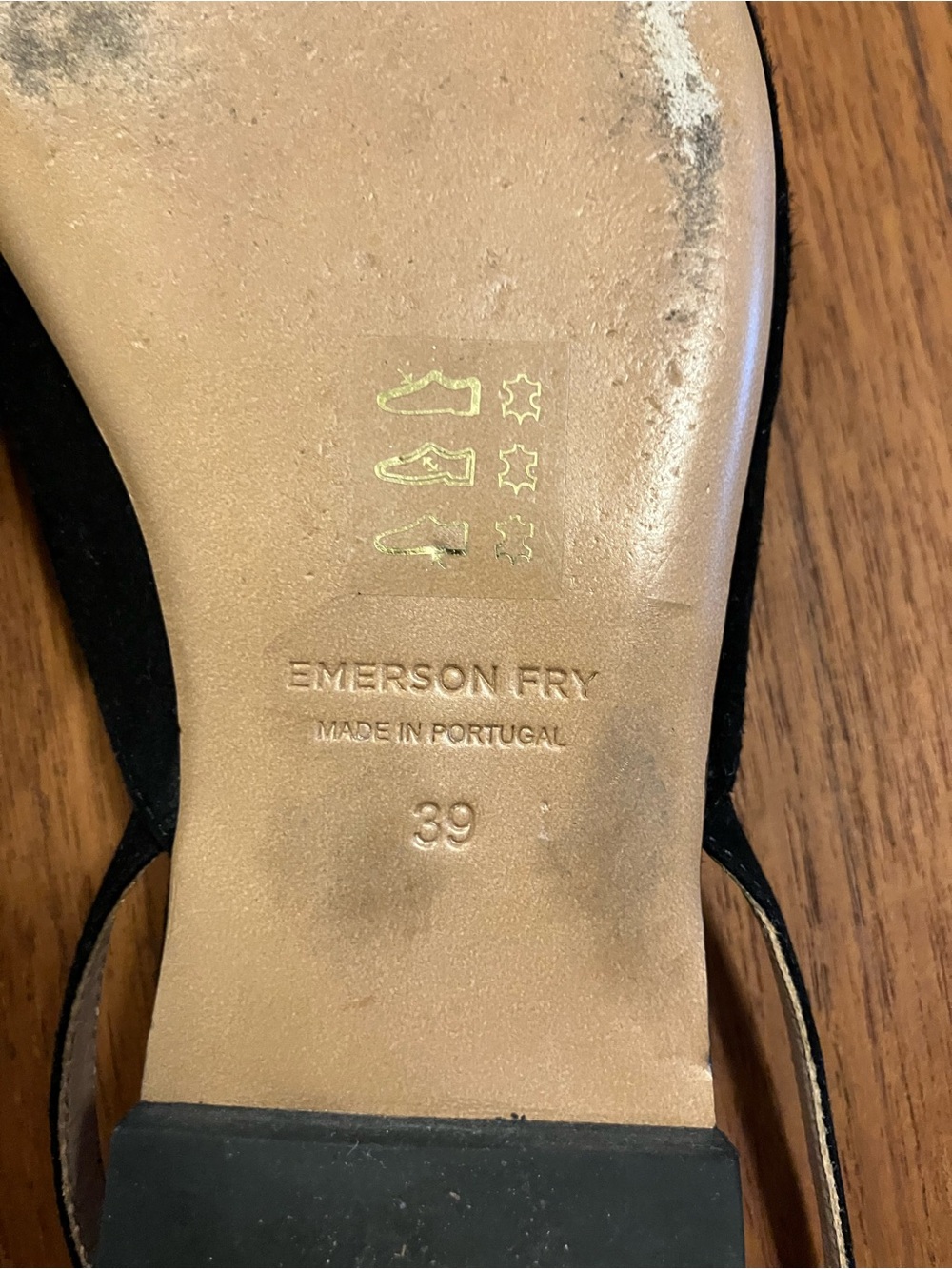 Emerson Fry Slingback Flats Black Suede, size 39 - Picture 9 of 10